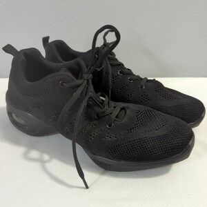Slow Man Women's 9.5 Black Mesh Comfort Jazz Hip-Hop ‎ Athletic Sneakers